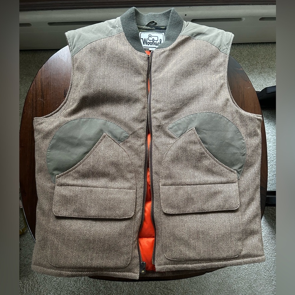 Really cool vintage Woolrich Brown Tweed Down Hunting Vest L